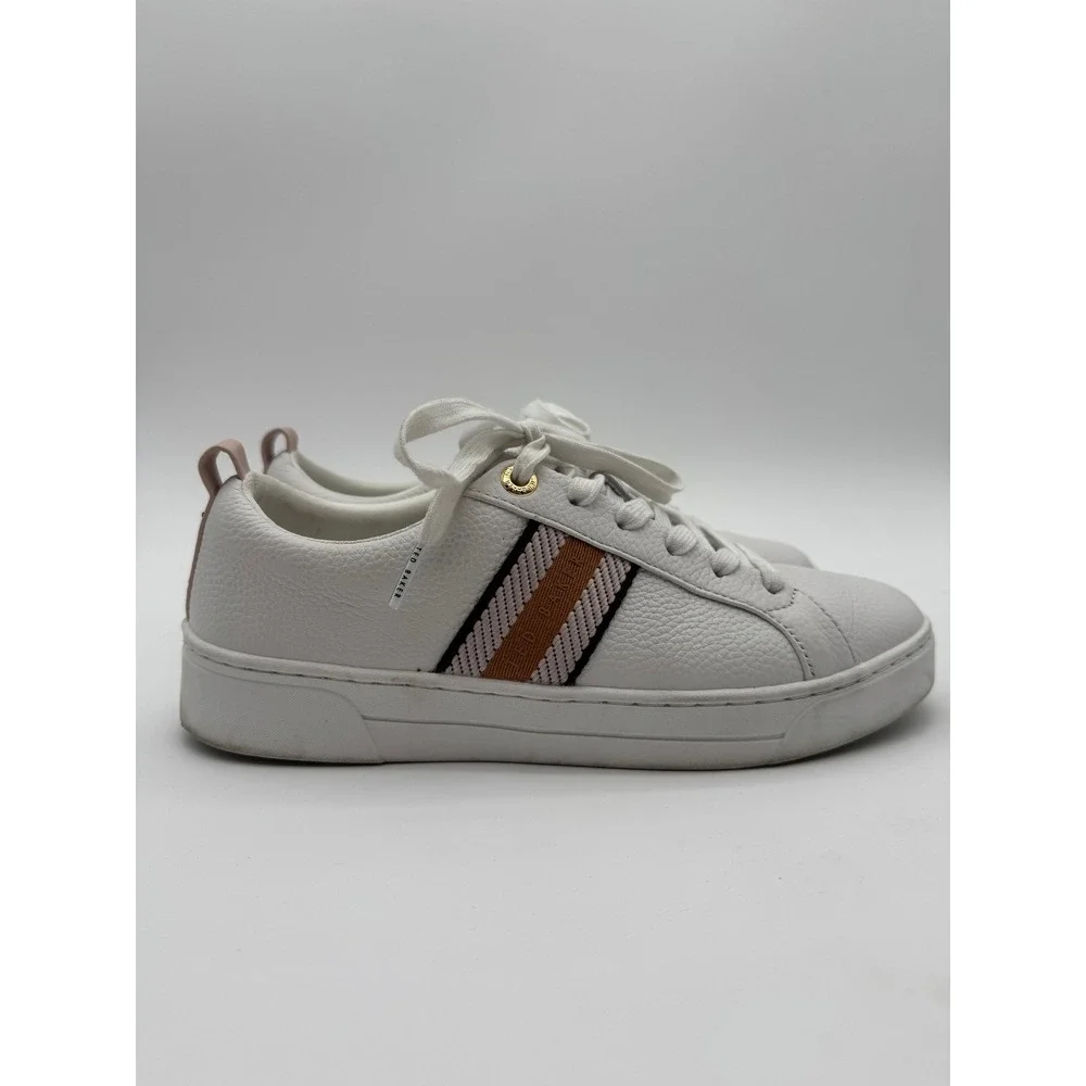 Ted Baker White Leather Sneakers Men's US 8 Casual‎ Lace Up Shoes